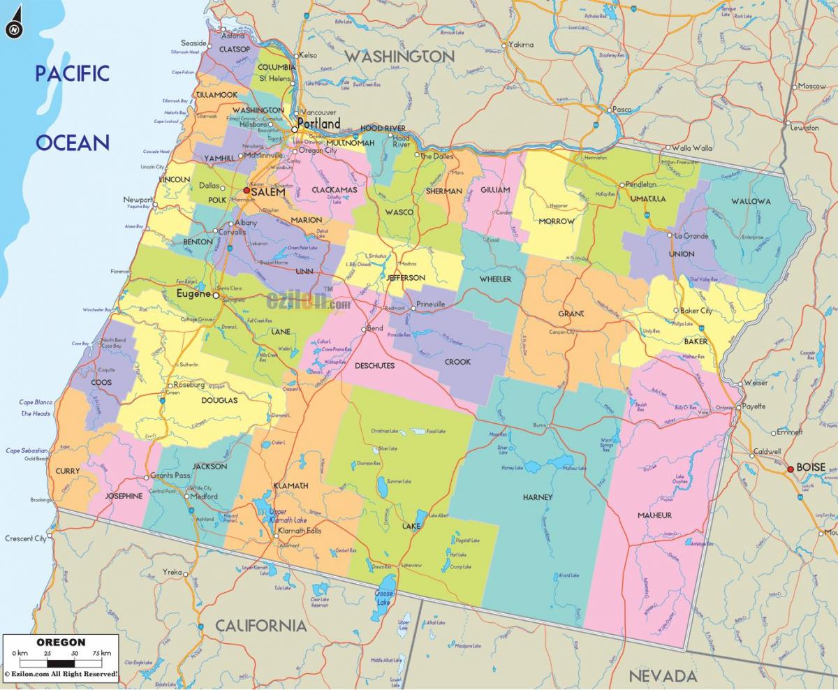 Портленд округа Орегон карте