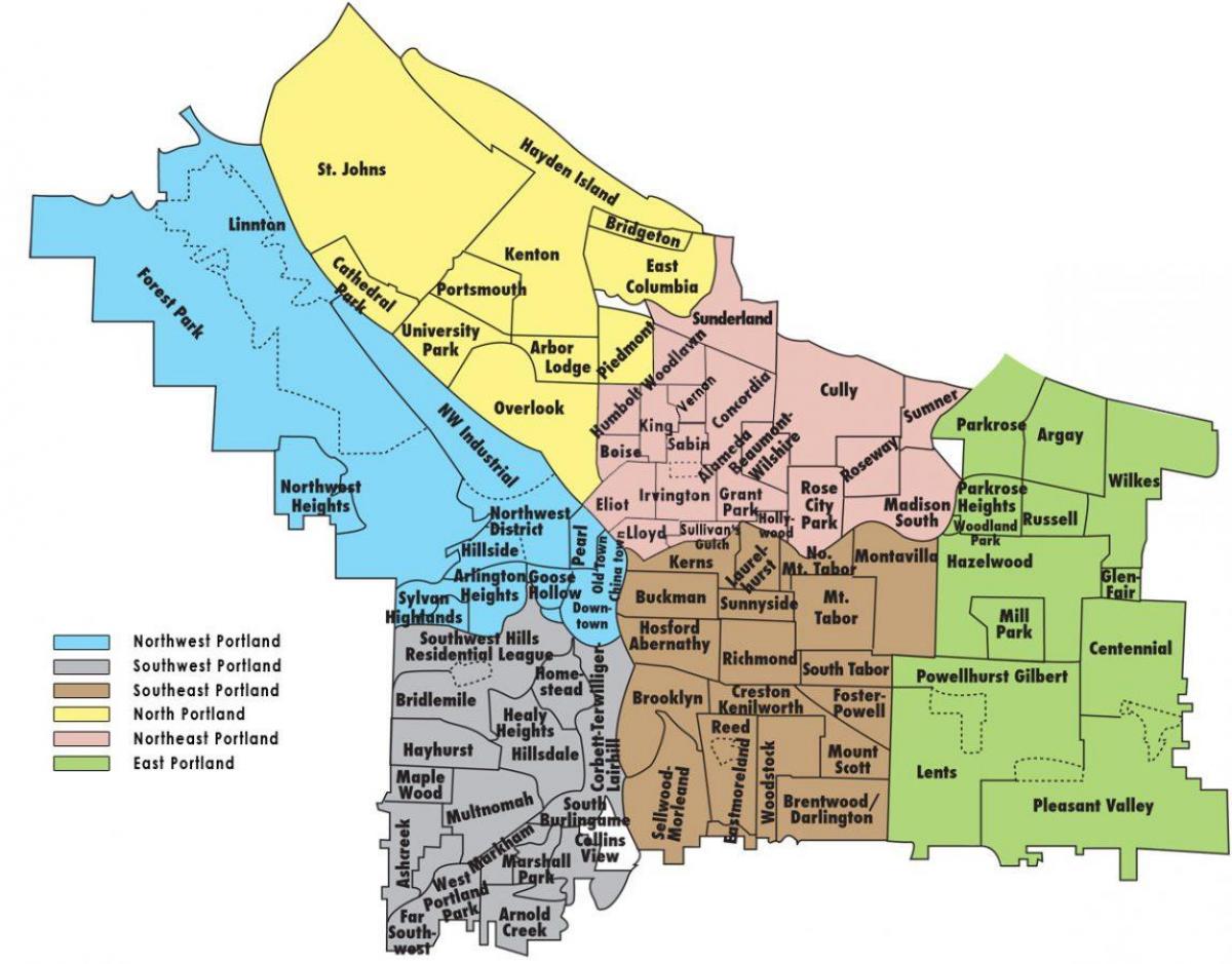 Портленд Орегон район на карте