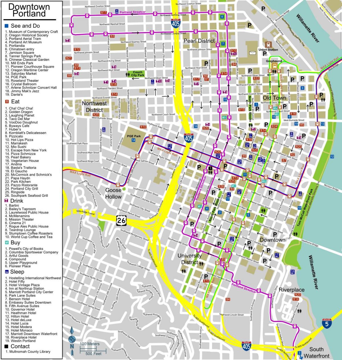 карта центра города Портленд